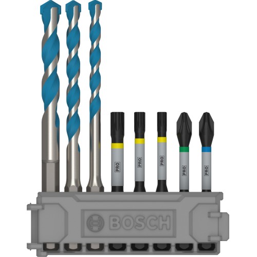 PRO Impact Set con broca Multi Construction e índice Pick and Click, PH2 x 50 mm, PZ2 x 50 mm, T20 x 50 mm, T25 x 50 mm, T30 x 50 mm, MC 5/6/8 x 50 mm, 8 unidad