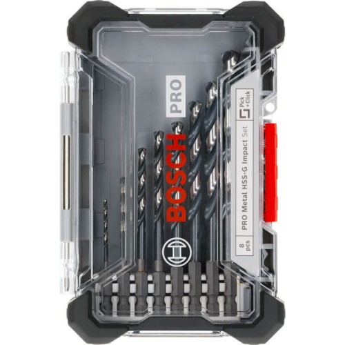 Set de brocas helicoidales PRO Metal HSS-G Impact, 8 uds.