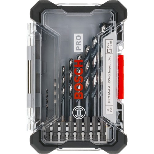 Set de brocas helicoidales PRO Metal HSS-G Impact, 8 uds.