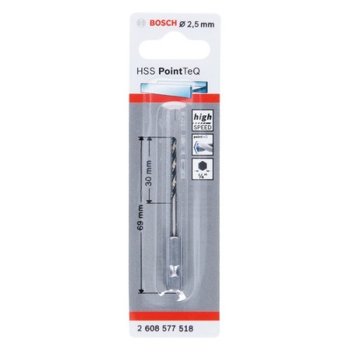 Broca hexagonal HSS PointTeQ de 2,5 mm