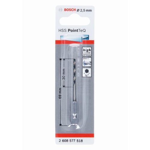 Broca hexagonal HSS PointTeQ de 2,5 mm