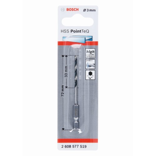 Broca hexagonal HSS PointTeQ de 3 mm