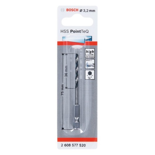 Broca hexagonal HSS PointTeQ de 3,2 mm