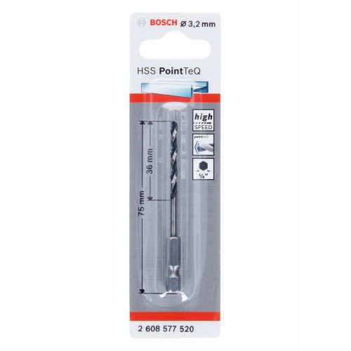Broca hexagonal HSS PointTeQ de 3,2 mm