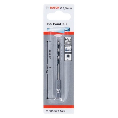 Broca hexagonal HSS PointTeQ de 3,3 mm