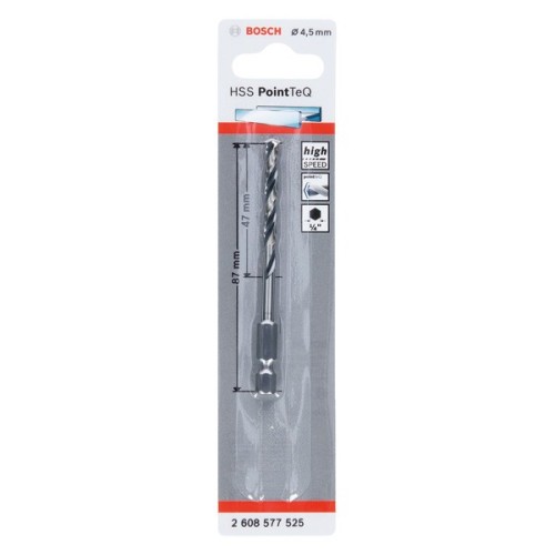 Broca hexagonal HSS PointTeQ de 4,5 mm