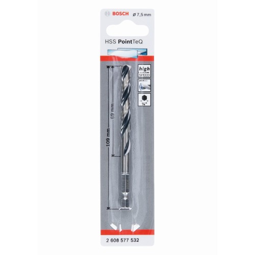 Broca hexagonal HSS PointTeQ de 7,5 mm