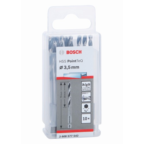 Broca hexagonal HSS PointTeQ de 3,5 mm, 10 unidades