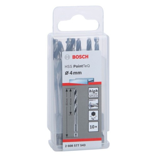 Broca hexagonal HSS PointTeQ de 4,0 mm, 10 unidades