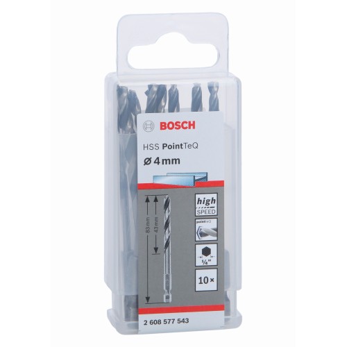 Broca hexagonal HSS PointTeQ de 4,0 mm, 10 unidades
