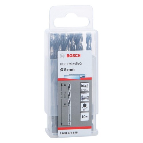 Broca hexagonal HSS PointTeQ de 5,0 mm, 10 unidades
