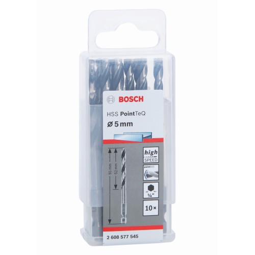 Broca hexagonal HSS PointTeQ de 5,0 mm, 10 unidades