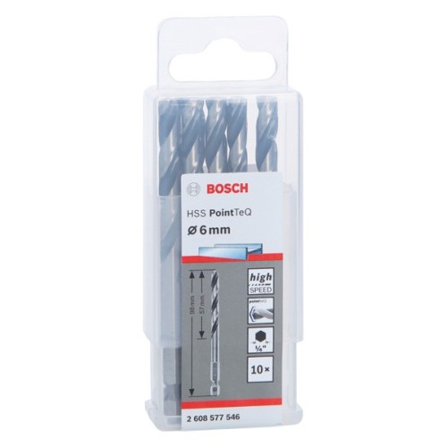 Broca hexagonal HSS PointTeQ de 6,0 mm, 10 unidades