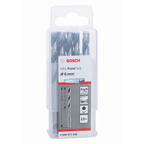 Broca hexagonal HSS PointTeQ de 6,0 mm, 10 unidades
