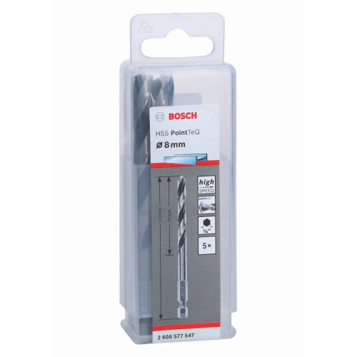 Broca hexagonal HSS PointTeQ de 8,0 mm, 5 unidades