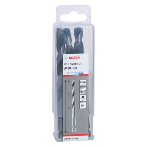 Broca hexagonal HSS PointTeQ de 10,0 mm, 5 unidades