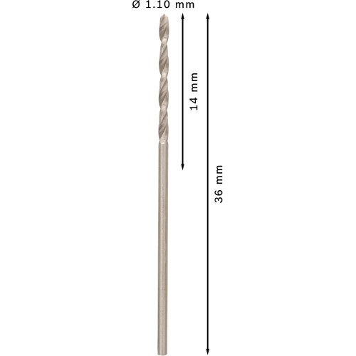 Broca helicoidal PRO Metal HSS-G, longitud estándar, 1,1 x 14 x 36 mm, 10 unidades