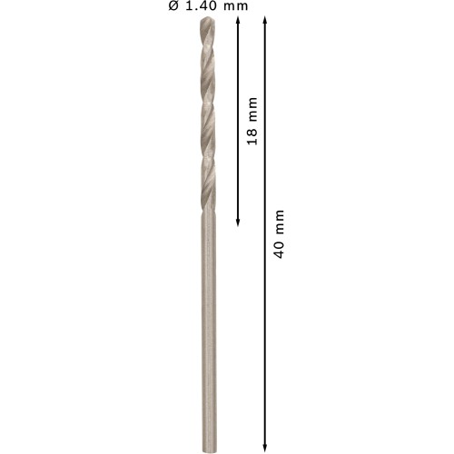 Broca helicoidal PRO Metal HSS-G, longitud estándar, 1,4 x 18 x 40 mm, 10 unidades