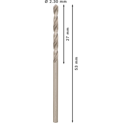 Broca helicoidal PRO Metal HSS-G, longitud estándar, 2,3 x 27 x 53 mm, 10 unidades