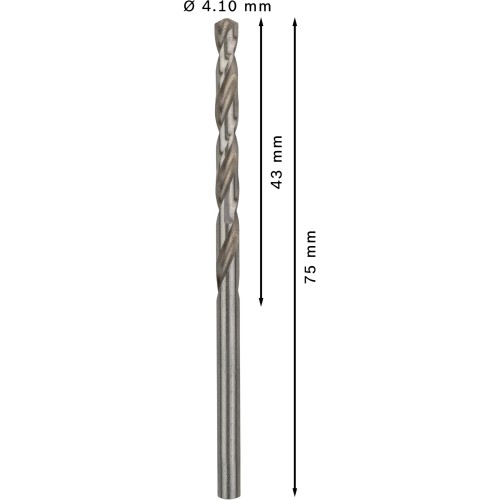 Broca helicoidal PRO Metal HSS-G, longitud estándar, 4,1 x 43 x 75 mm, 10 unidades