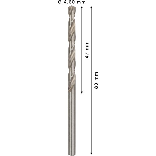 Broca helicoidal PRO Metal HSS-G, longitud estándar, 4,6 x 47 x 80 mm, 10 unidades