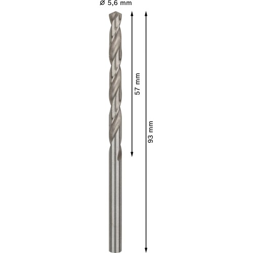 Broca helicoidal PRO Metal HSS-G, longitud estándar, 5,6 x 57 x 93 mm, 10 unidades