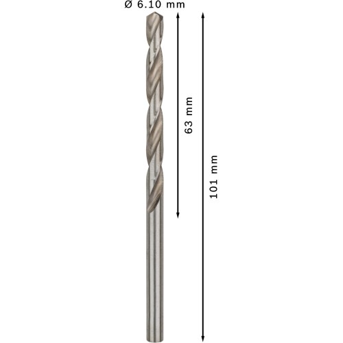 Broca helicoidal PRO Metal HSS-G, longitud estándar, 6,1 x 63 x 101 mm, 10 unidades