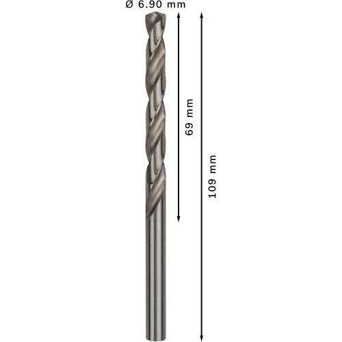 Broca helicoidal PRO Metal HSS-G, longitud estándar, 6,9 x 69 x 109 mm, 10 unidades