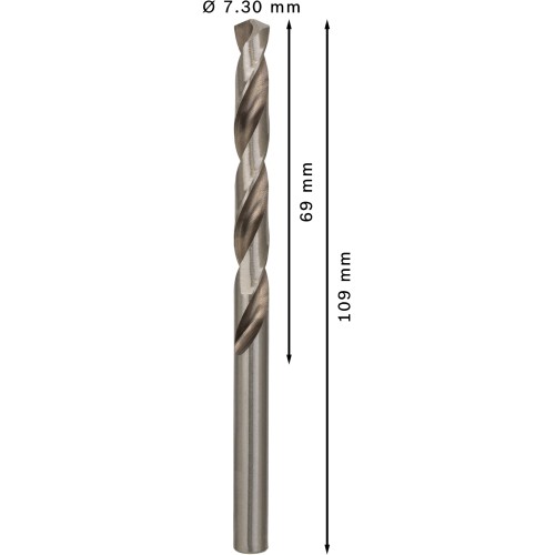 Broca helicoidal PRO Metal HSS-G, longitud estándar, 7,3 x 69 x 109 mm, 10 unidades