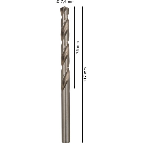 Broca helicoidal PRO Metal HSS-G, longitud estándar, 7,6 x 75 x 117 mm, 10 unidades