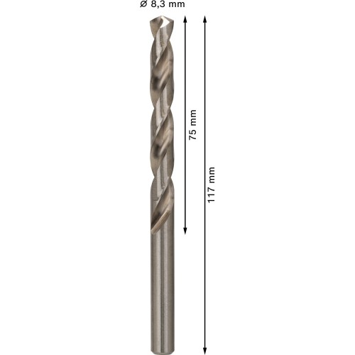 Broca helicoidal PRO Metal HSS-G, longitud estándar, 8,3 x 75 x 117 mm, 5 unidades