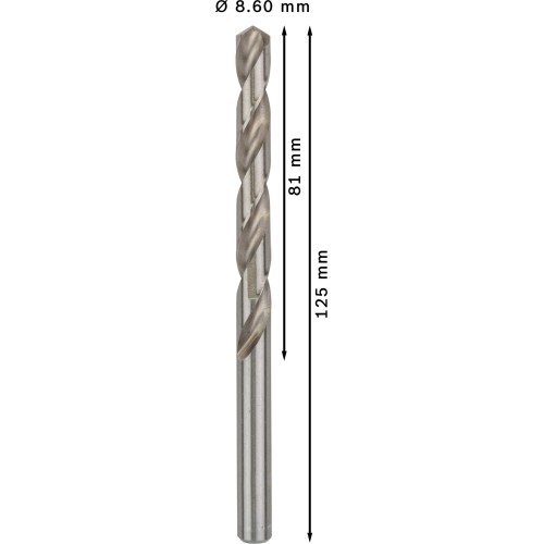 Broca helicoidal PRO Metal HSS-G, longitud estándar, 8,6 x 81 x 125 mm, 5 unidades