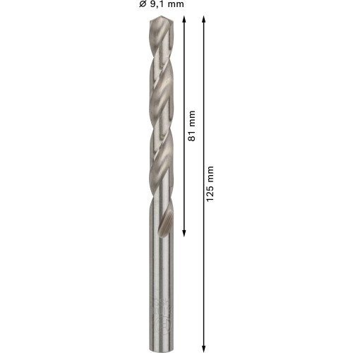 Broca helicoidal PRO Metal HSS-G, longitud estándar, 9,1 x 81 x 125 mm, 5 unidades