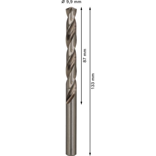 Broca helicoidal PRO Metal HSS-G, longitud estándar, 9,9 x 87 x 133 mm, 5 unidades