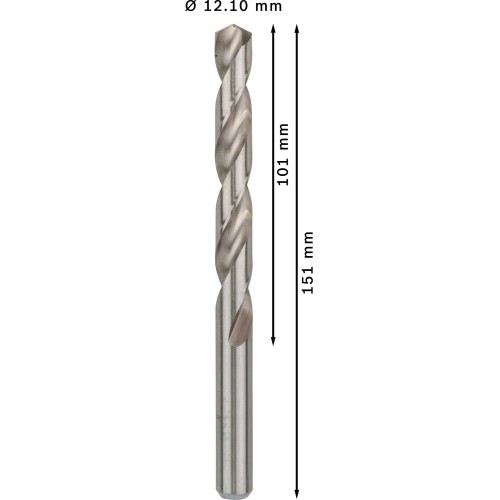 Broca helicoidal PRO Metal HSS-G, longitud estándar, 12,1 x 101 x 151 mm, 5 unidades