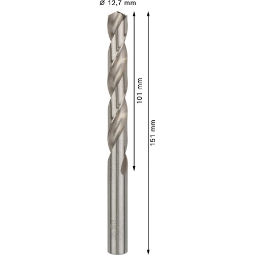 Broca helicoidal PRO Metal HSS-G, longitud estándar, 12,7 x 101 x 151 mm, 5 unidades