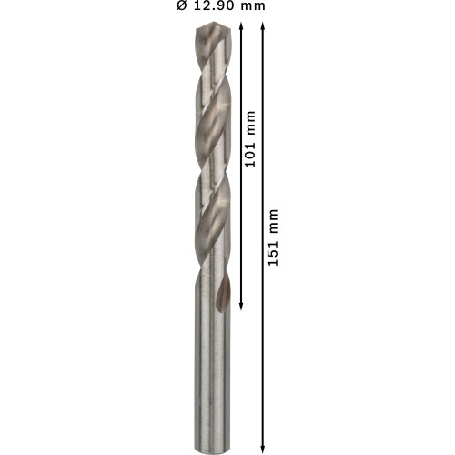 Broca helicoidal PRO Metal HSS-G, longitud estándar, 12,9 x 101 x 151 mm, 50 unidades