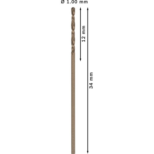 Broca helicoidal PRO Stainless Steel HSS-Co, 1 x 12 x 34 mm, 10 unidades