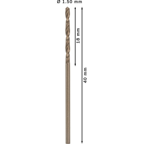 Broca helicoidal PRO Stainless Steel HSS-Co, 1 x 18 x 40 mm, 10 unidades