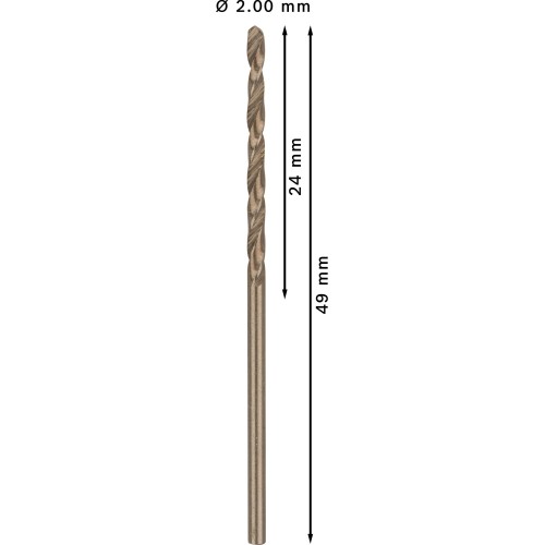 Broca helicoidal PRO Stainless Steel HSS-Co, 2 x 24 x 49 mm, 10 unidades