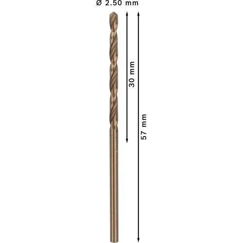 Broca helicoidal PRO Stainless Steel HSS-Co, 2 x 30 x 57 mm, 10 unidades