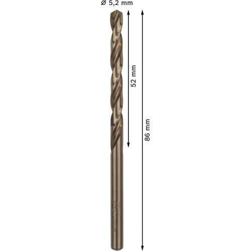 Broca helicoidal PRO Stainless Steel HSS-Co, 5,2 x 52 x 86 mm, 10 unidades