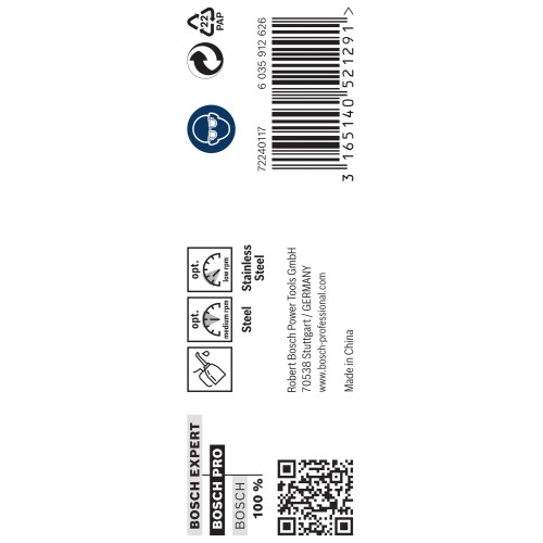 Broca helicoidal PRO Stainless Steel HSS-Co, 8 x 75 x 117 mm, 5 unidades