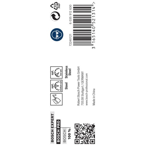 Broca helicoidal PRO Stainless Steel HSS-Co, 9 x 81 x 125 mm, 5 unidades