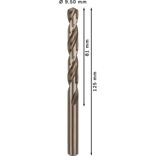 Broca helicoidal PRO Stainless Steel HSS-Co, 9,5 x 81 x 125 mm, 5 unidades