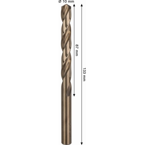 Broca helicoidal PRO Stainless Steel HSS-Co, 10 x 87 x 133 mm, 5 unidades