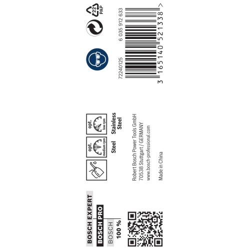 Broca helicoidal PRO Stainless Steel HSS-Co, 10 x 87 x 133 mm, 5 unidades