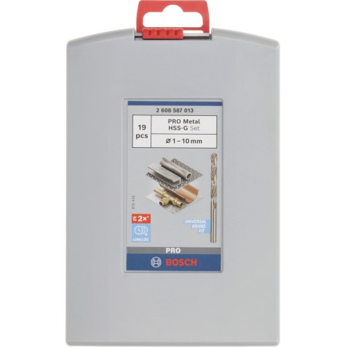 Set de brocas helicoidales PRO Metal HSS-G, 19 uds.
