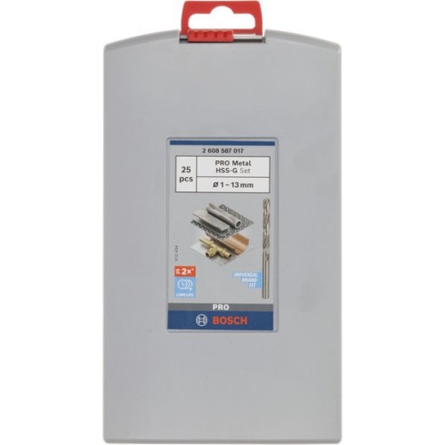 Set de brocas helicoidales PRO Metal HSS-G, 25 uds.
