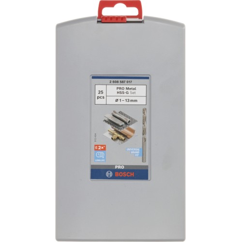 Set de brocas helicoidales PRO Metal HSS-G, 25 uds.
